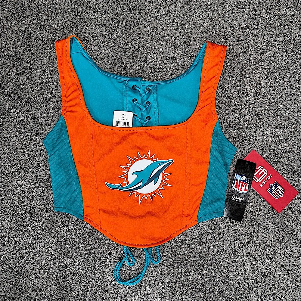 NFL Miami Dolphins Lace-Up Crop Top by Ultra Game NFL TEAM APPAREL and Windsor